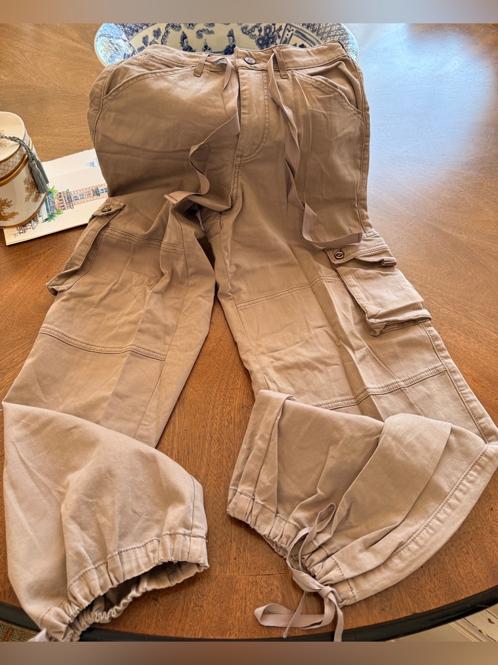 Pilcro Drawstring Barrel Pants. Dusty brown. Size 26.